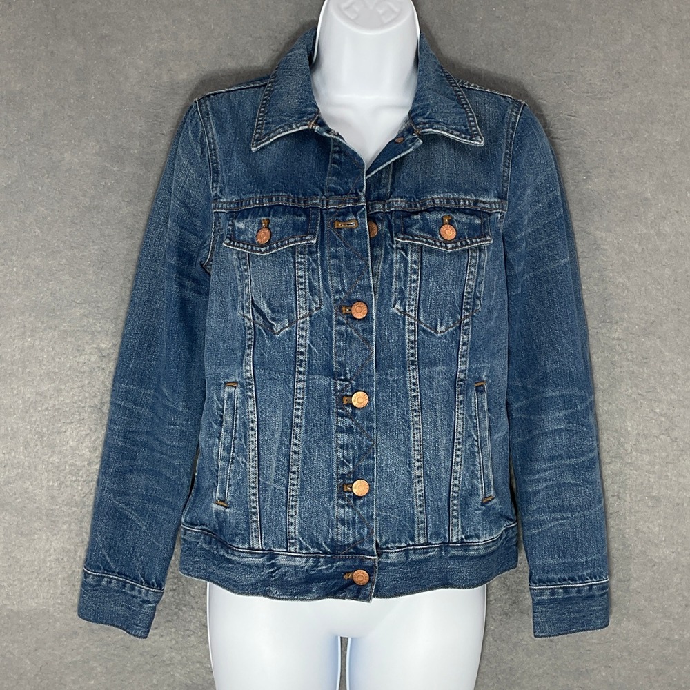 Madewell Denim Jacket Womens Sz S Jean Trucker Jacket Classic Style Blue Cotton